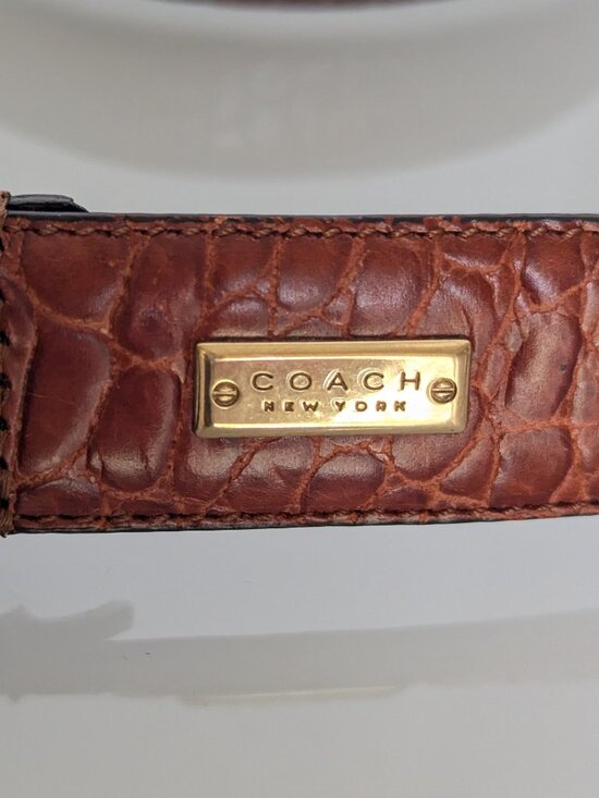 Coach Vintage Brown Crocodile Embossed Leather Belt Leather Buckle Medium main image 6